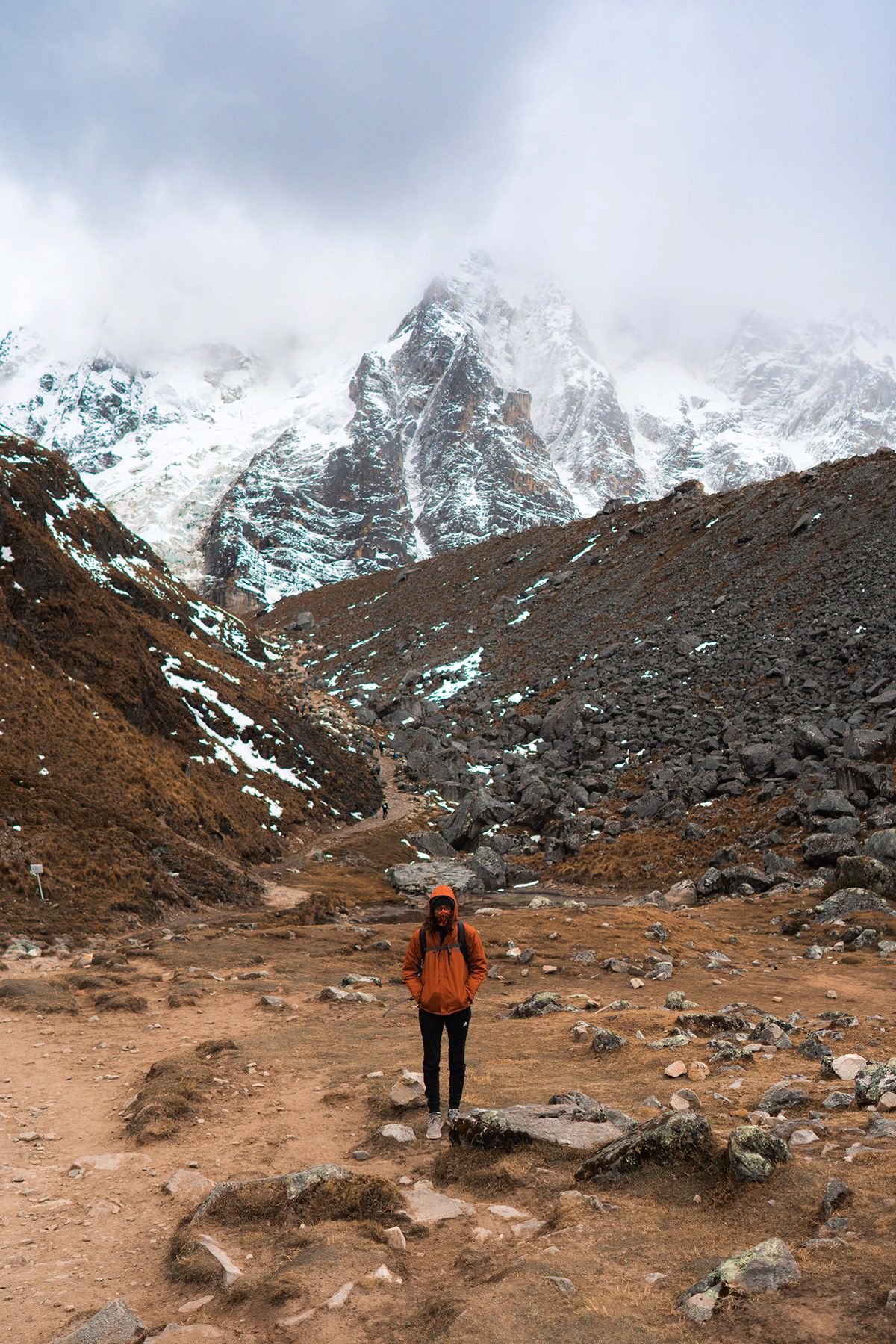 Camp and peaks on the Salkantay trek, Peru